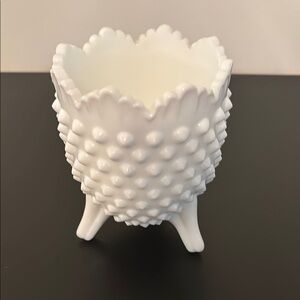 Vintage Fenton White Hobnail Glass Bowl 5x3